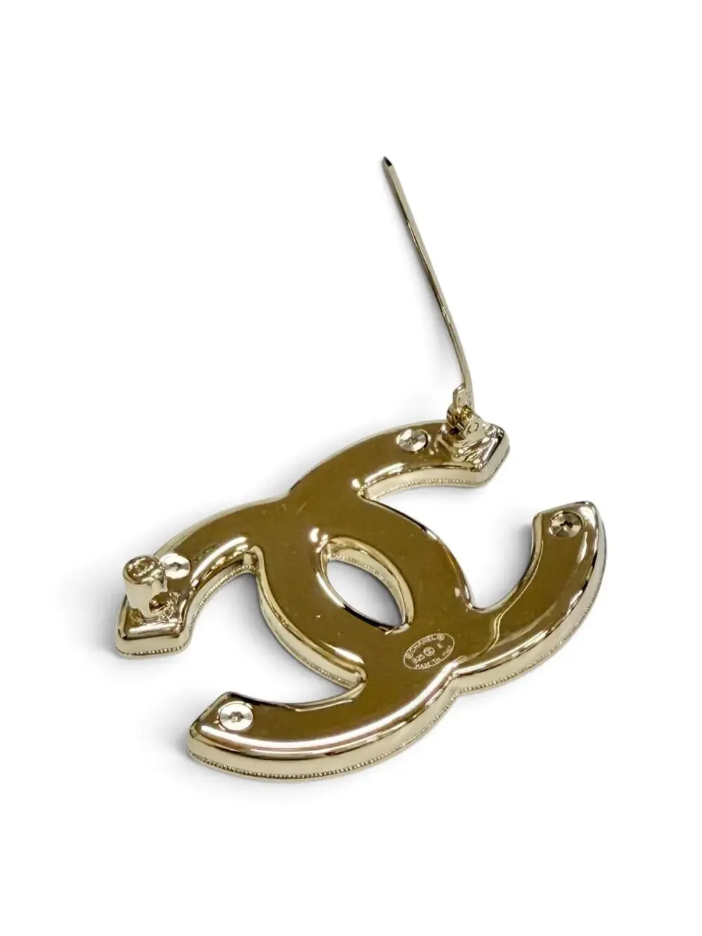 Chanel Cc Logo Brooch Sterling Silver #357879C11B
